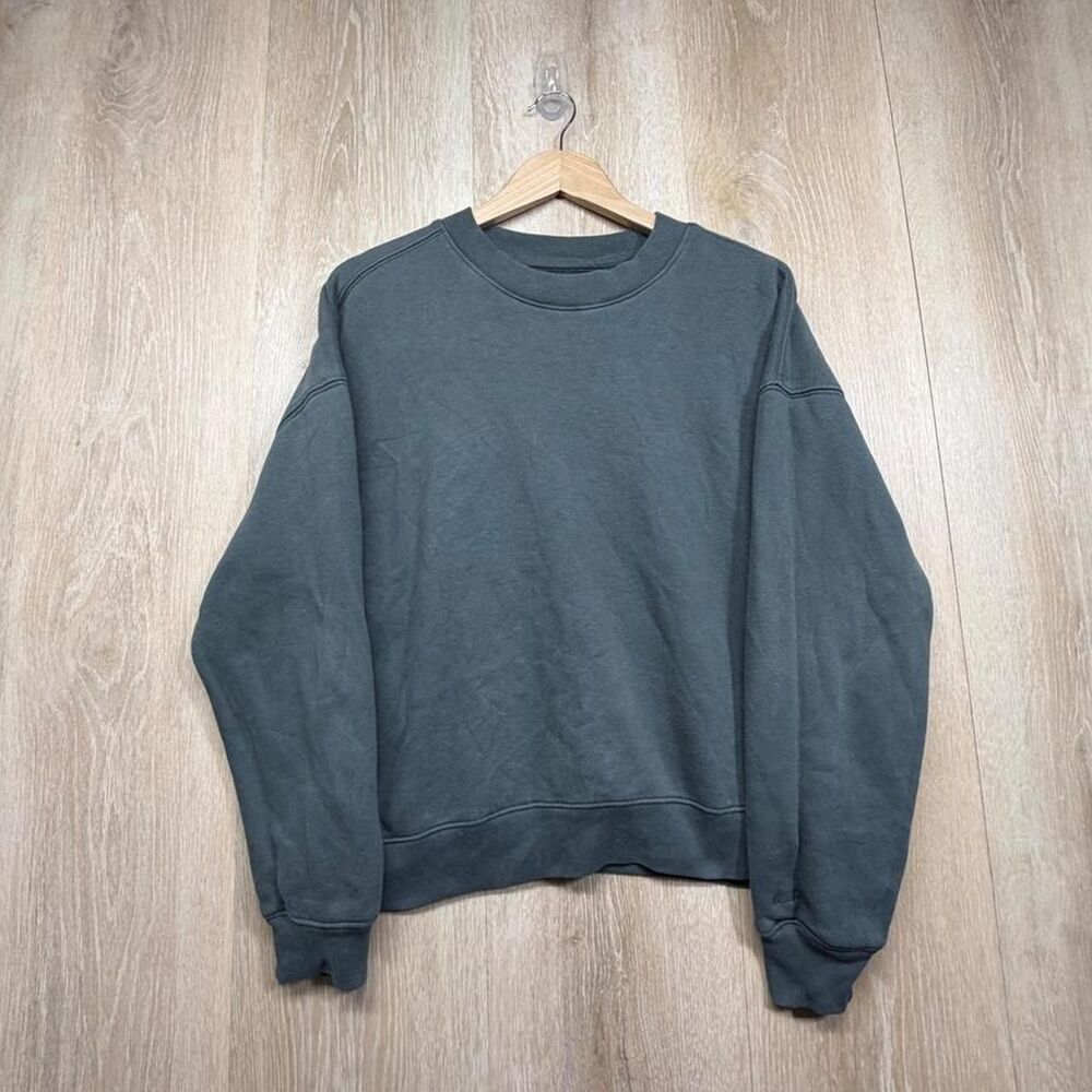 Hollister-co Men's Green and Grey Sweatshirt